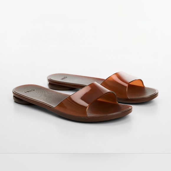 Mango Shoes - Mango Women's Brown Slide Sandals
